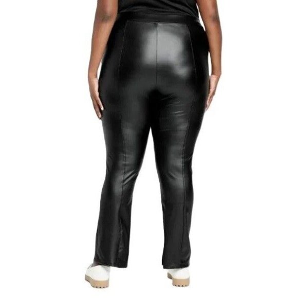 A New Day Size 2X High Waist Faux Black Leather Slim Fit Stretch Lined Leggings - Picture 5 of 8